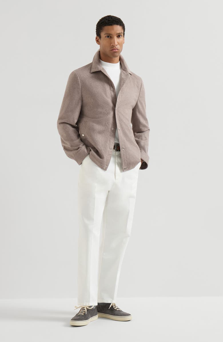 Brunello Cucinelli Cashmere flannel outerwear jacket, Alternate, color, Light Brown