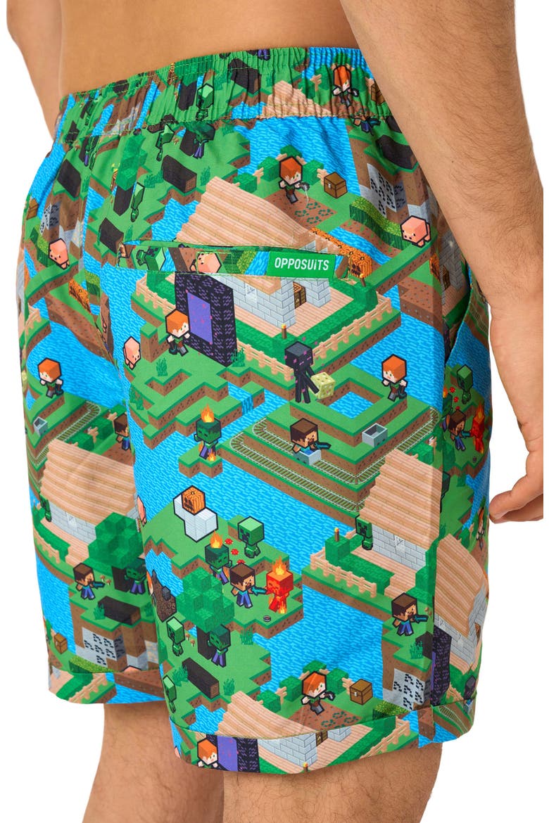 Minecraft™ Overworld Camp Shirt & Drawstring Shorts Set, Alternate, color, TEAL MULTI