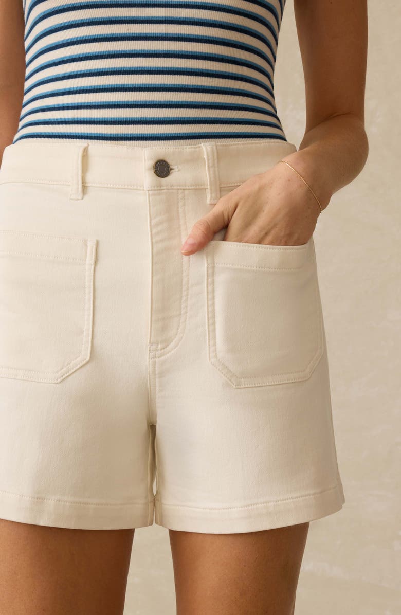 Faherty Stretch Terry Patch Pocket Shorts, Alternate, color, Egret