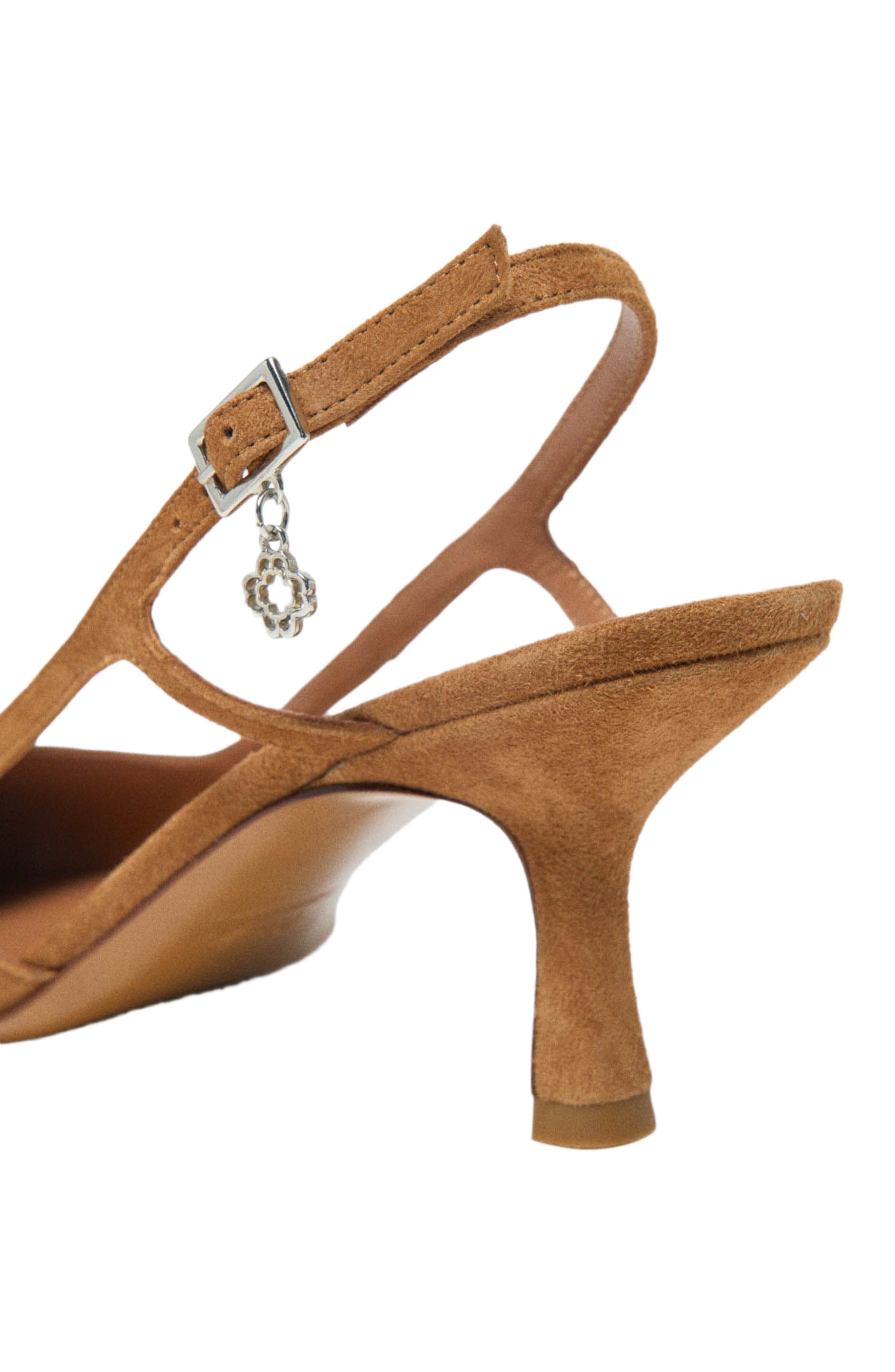 maje Metallic-toe suede pumps, Alternate, color, Camel