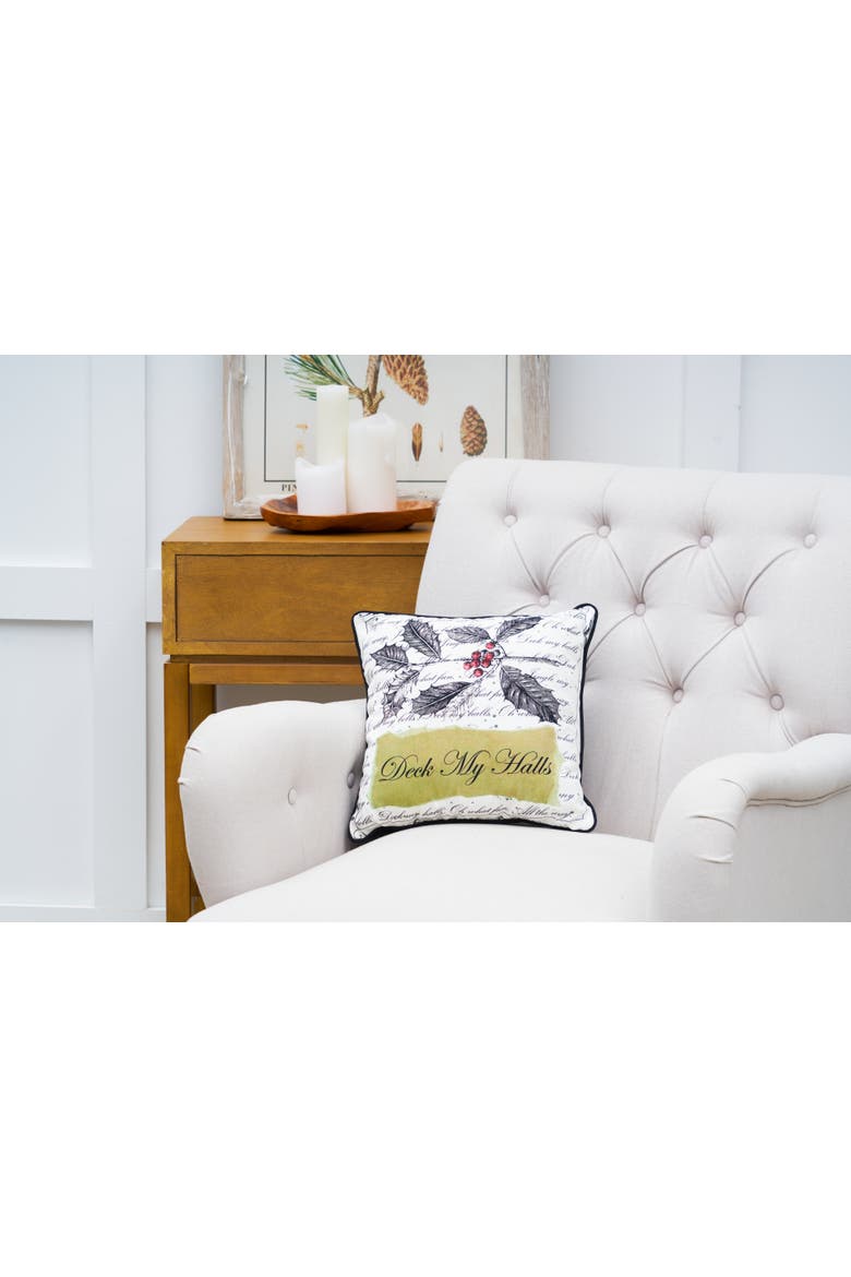 Deck My Halls Christmas Accent Pillow 14" x 14", Alternate, color, White
