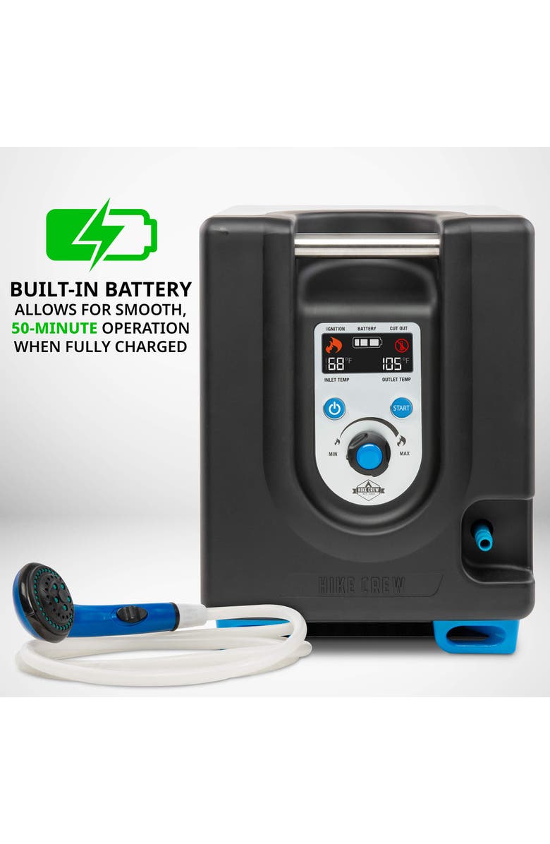 Hike Crew Portable Propane Water Heater & Shower Pump with Built-In Battery, Safety Shutoff & Case, Alternate, color,