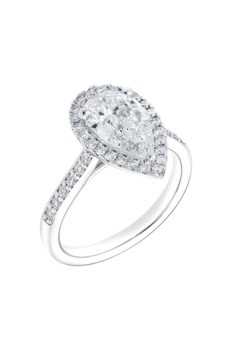 LuvMyJewelry Athena 14K White Gold Pear Lab Grown Diamond Halo Engagement Ring - 2.2 Ct, Alternate, color, 14K White Gold