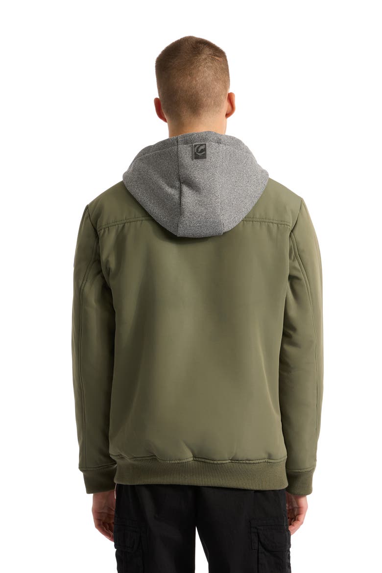 Men's Don't Give Up Faux Shearling Varsity Jacket, Alternate, color, Olive
