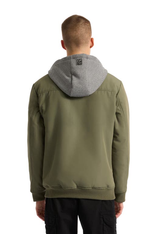 Ecko Unltd Men's Don't Give Up Sherpa Varsity Jacket In Olive