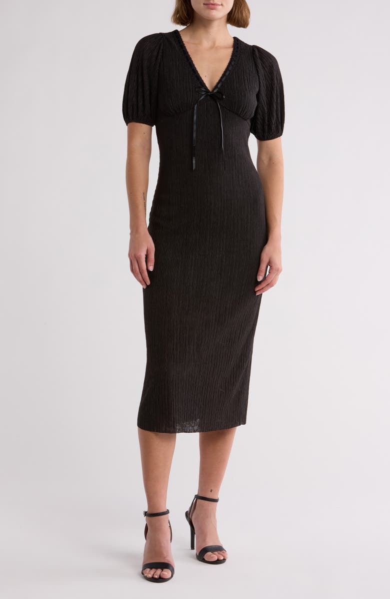 Lush Lace Bow Ribbed Midi Dress, Main, color, 