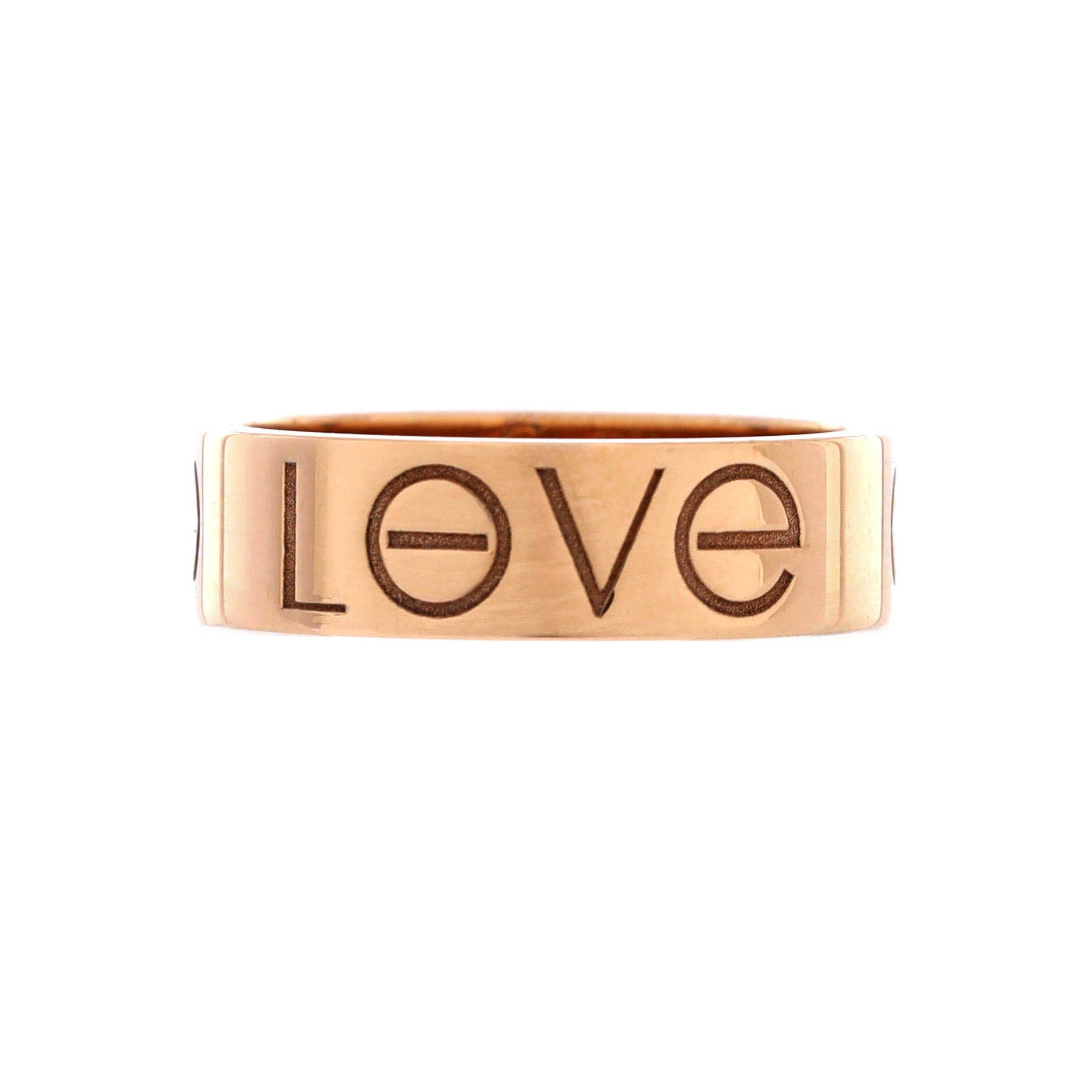 Pre-Owned Cartier Engraved Love Band Ring 18K Rose Gold (Women) | Nordstrom