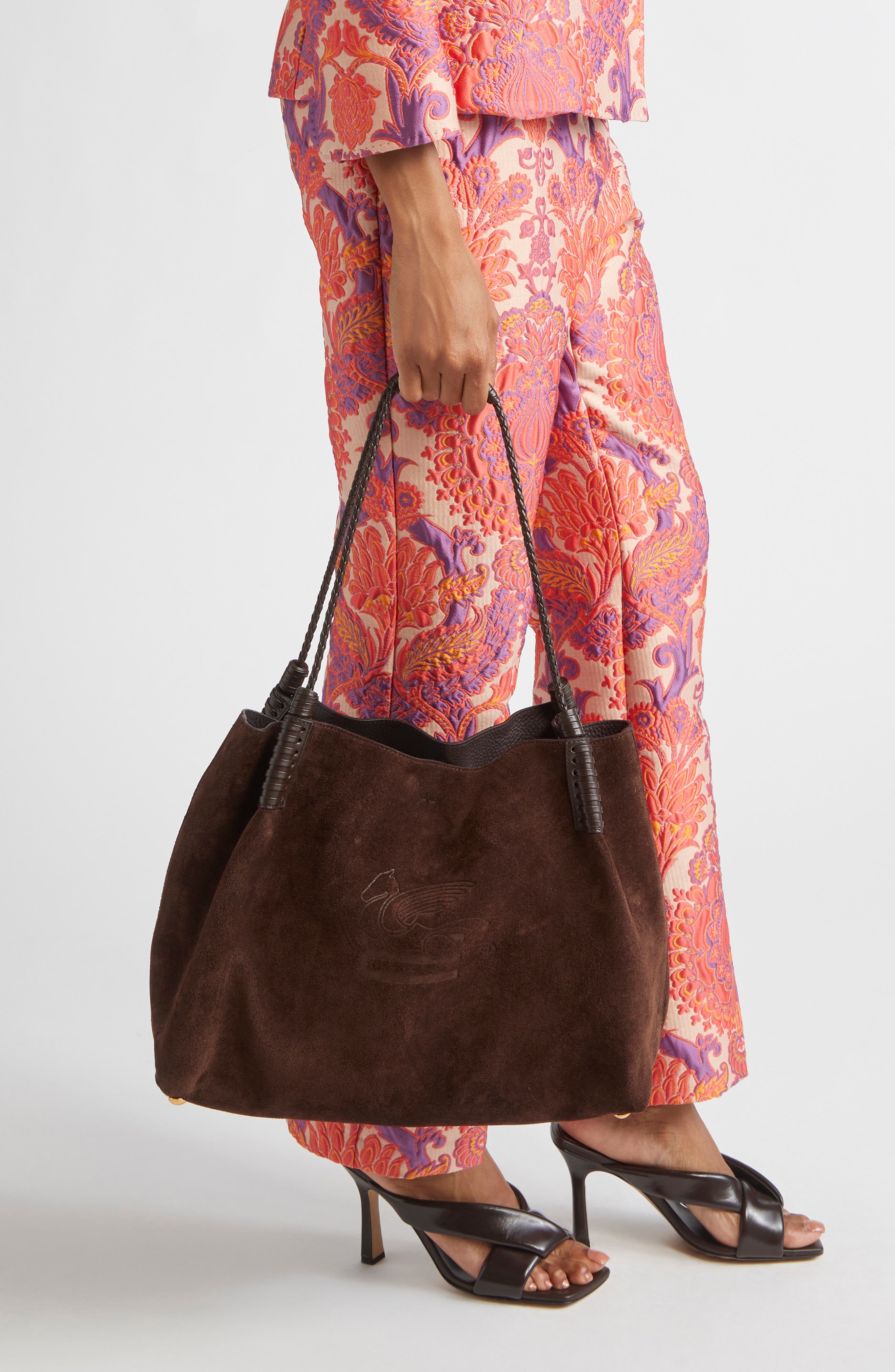 Etro Medium Libra Suede Shopping Tote, Alternate, color, 