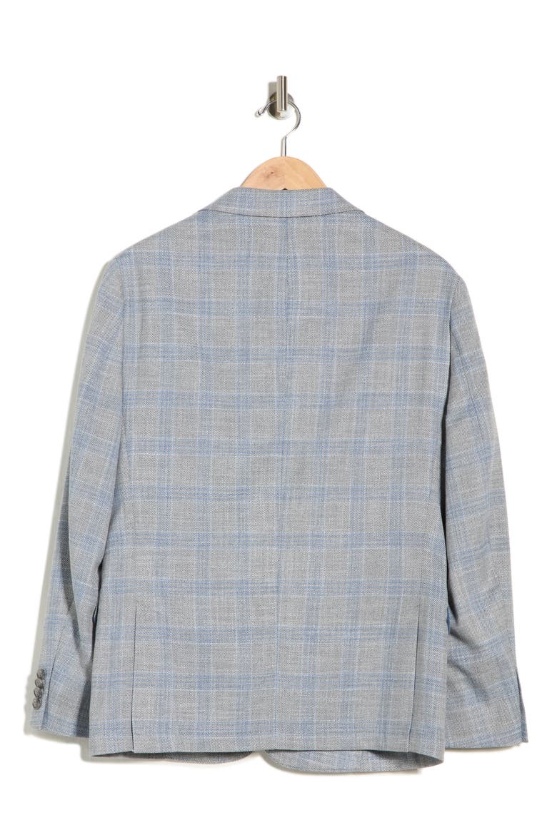 Plaid Two-Button Sport Coat, Alternate, color, LIGHT GREY/ BLUE