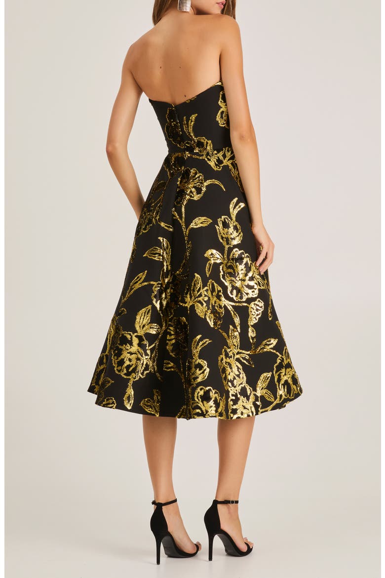 Vivi Strapless Cocktail Dress, Alternate, color, BLACK/ GOLD