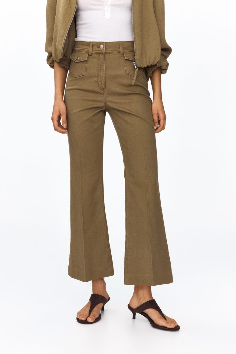 Flared Ankle-length Trousers, Alternate, color, Khaki green