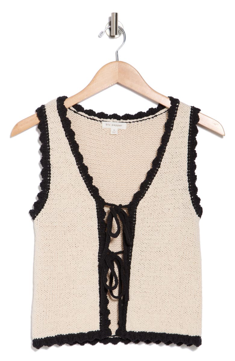 Blu Pepper Tie Front Sleeveless Knit Top, Alternate, color, 