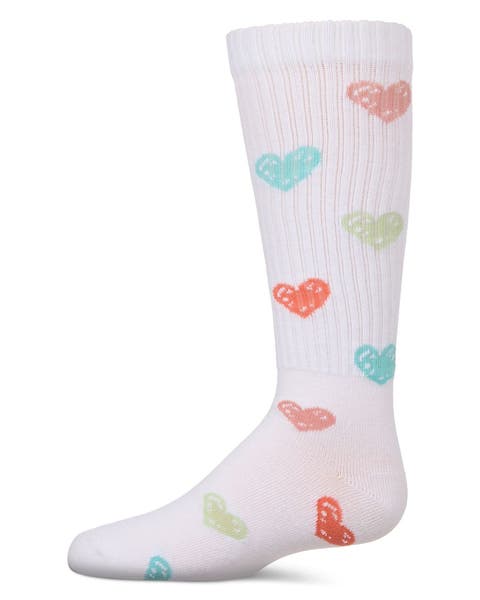 Ribbed Multi Graffiti Hearts Knee Sock (Toddler, Little Kid & Big Kid)
