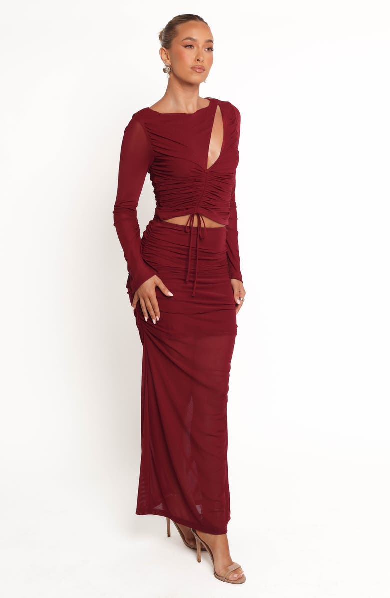 Petal & Pup Solai Ruched Maxi Skirt, Alternate, color, Berry