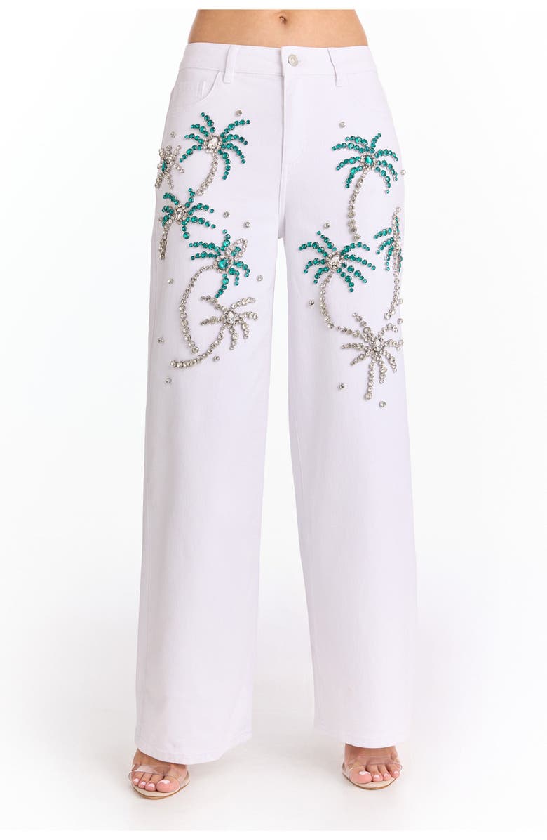 The Noli Shop Crystal Palm High Rise Jean, Alternate, color, White