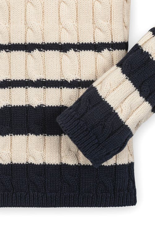 Hope & Henry Kids' Organic Roll Neck Cable Sweater In Neutral