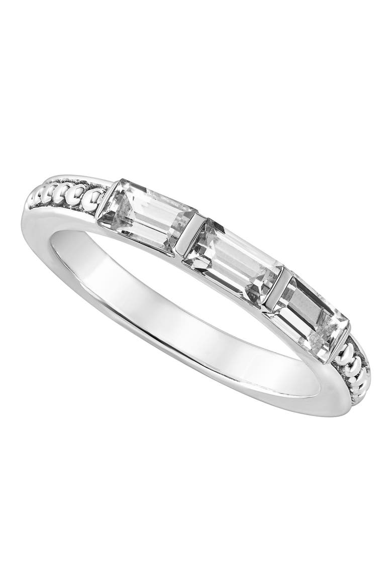 Rittenhouse Gemstone Baguette Stackable Ring, Alternate, color, SILVER/ 18K GOLD/ WHITE TOPAZ