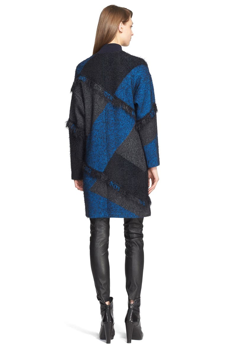 Fringe Trim Plaid Knit Topper, Alternate, color, TAHOE BLUE MULTI