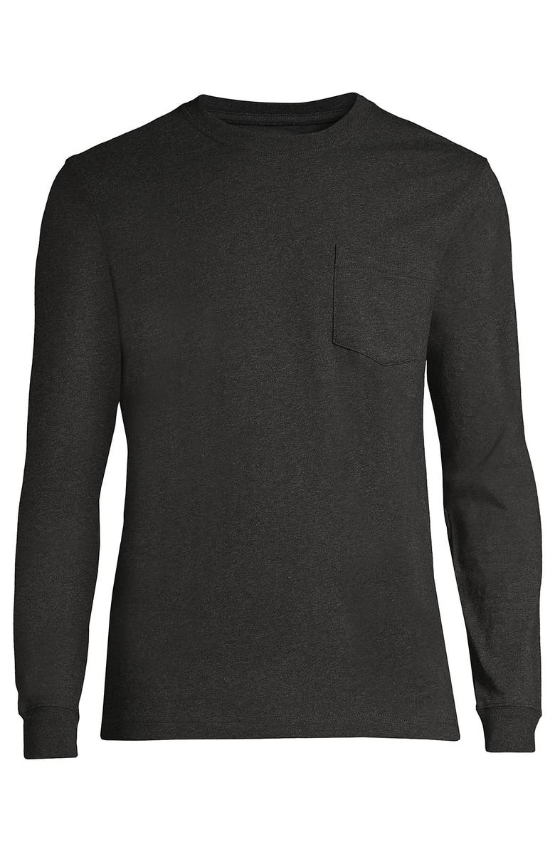 Lands' End Super-T Long Sleeve T-Shirt with Pocket, Alternate, color, Dark Charcoal Heather