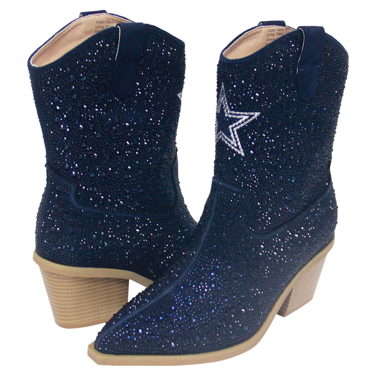 CUCE Women
s Cuce  Navy Dallas Cowboys Crystal Ankle Boots, Main, color, Navy