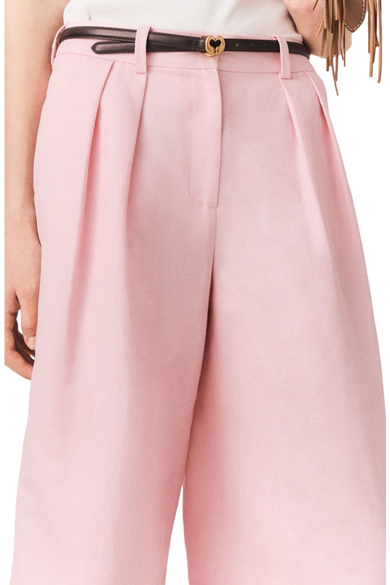 Pleated linen blend Bermuda shorts, Alternate, color, Pink