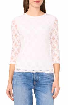 Halogen® Lace Three-Quarter Sleeve Top