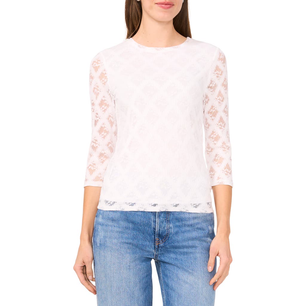 Halogen ® Lace Three-quarter Sleeve Top In White