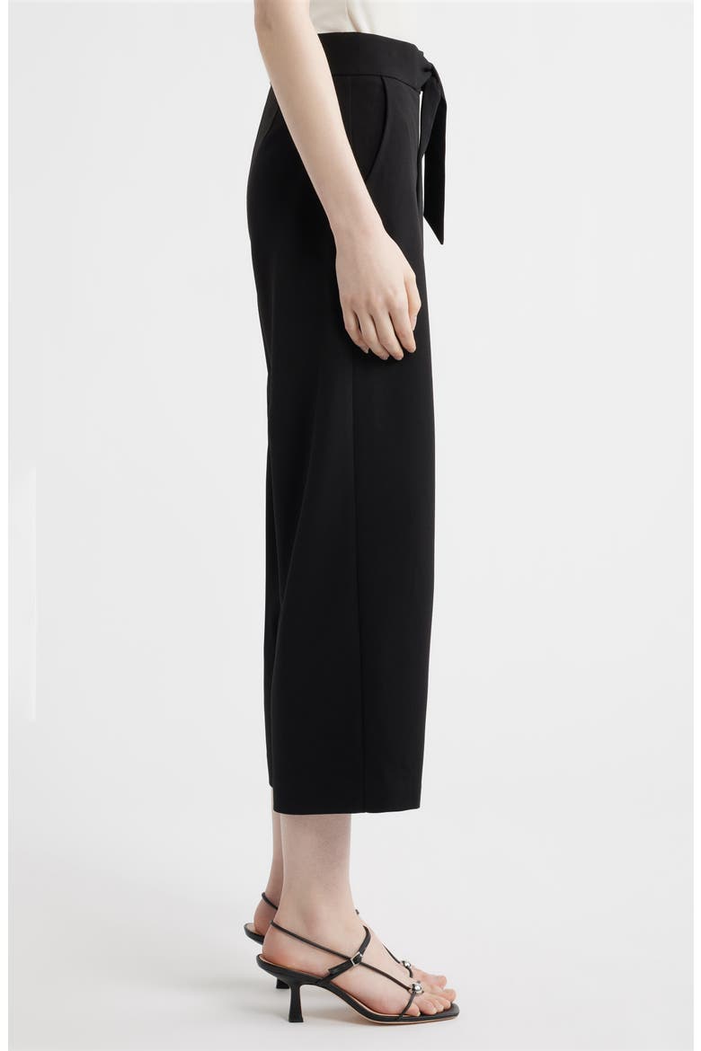 Tie Front Pull-On Wide Leg Crop Pants, Alternate, color, ANNE BLACK