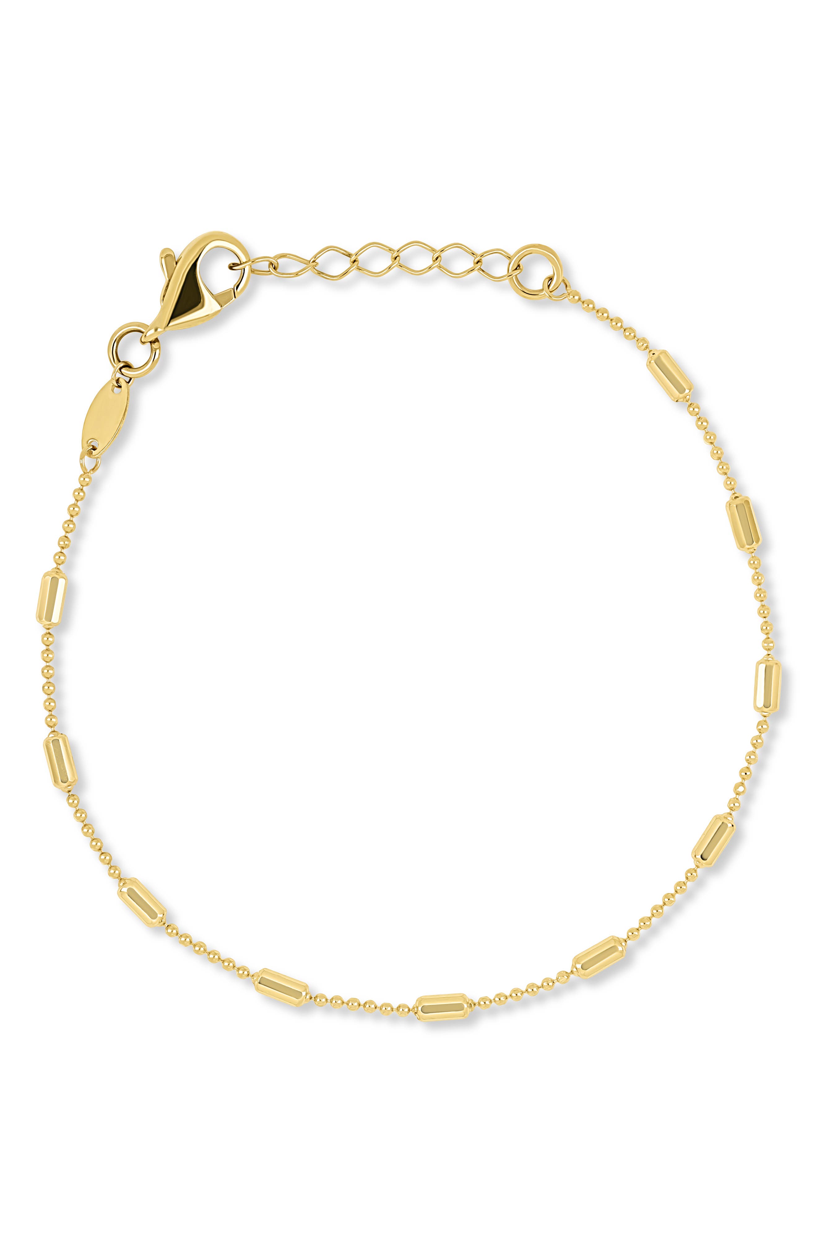 14K Gold Bar Station Bracelet