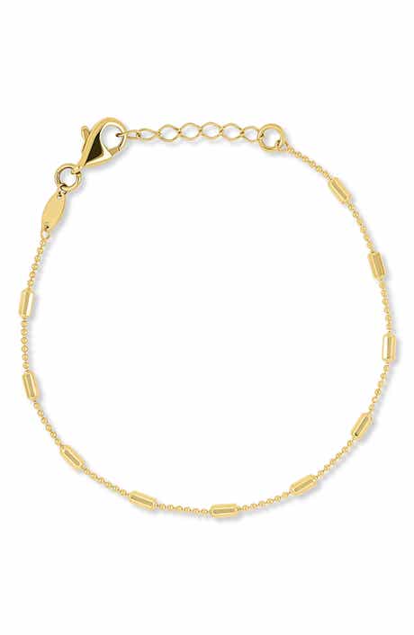 14K Gold Bar Station Bracelet