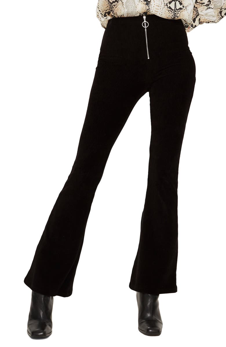 Topshop Zip Flare Corduroy Pants, Main, color, 