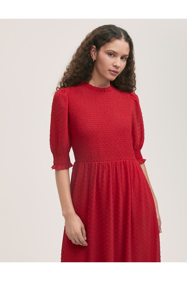 Amelia 3/4 Sleeve Chiffon Midi Dress, Alternate, color, Red