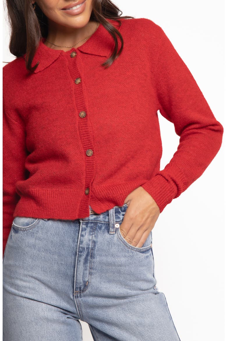 Naya Collar Cardigan, Alternate, color, RED