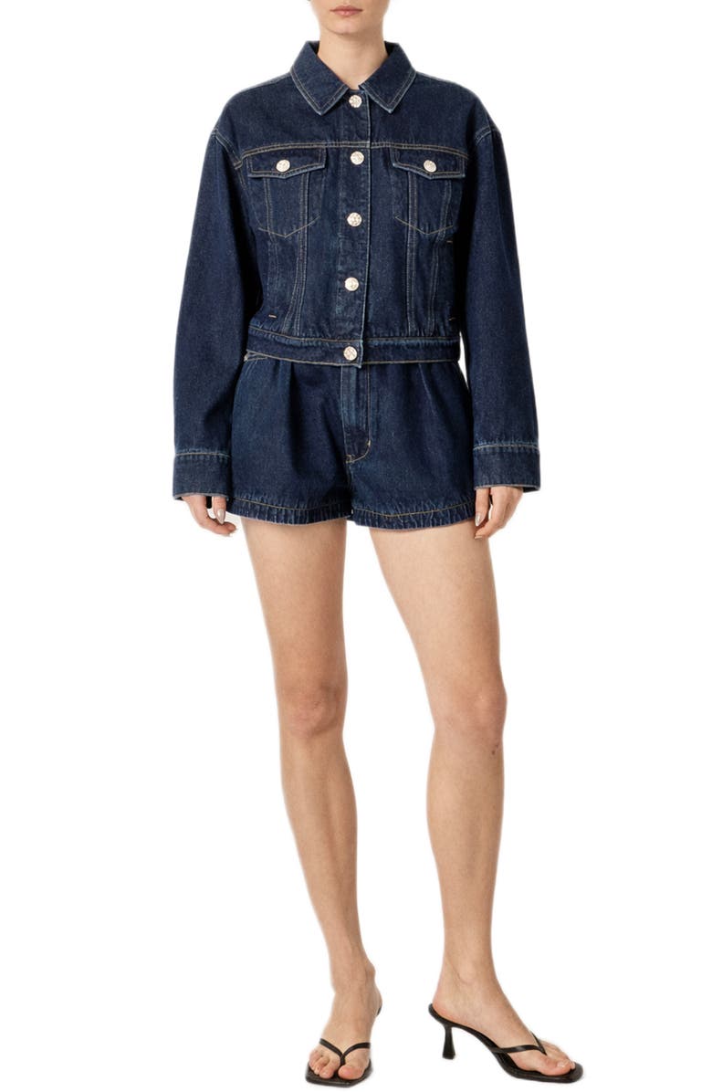English Factory High Waist Denim Shorts, Main, color, Navy