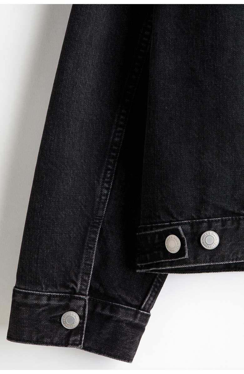 H&M Denim Trucker Jacket, Alternate, color, Black