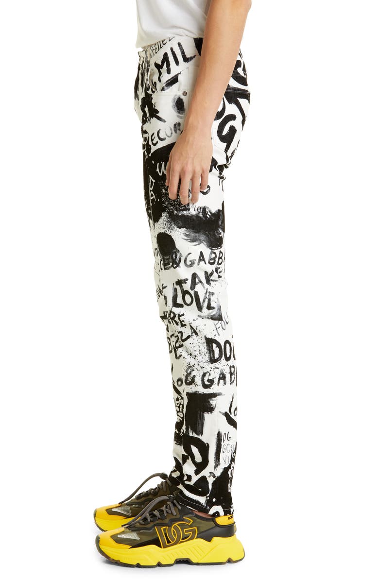 Dolce&Gabbana Graffiti Print Stretch Skinny Jeans, Alternate, color, 