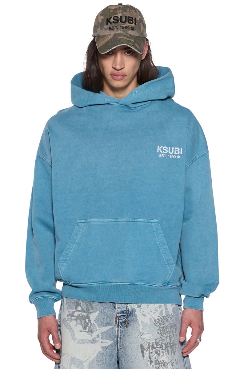 Ksubi State Ekcess Cotton Hoodie, Alternate, color, Blue