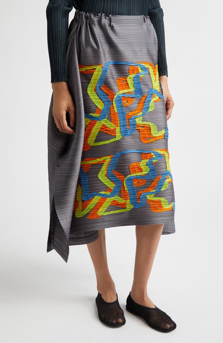 Pleats Please Issey Miyake Mix Pleated Skirt, Alternate, color, Gray