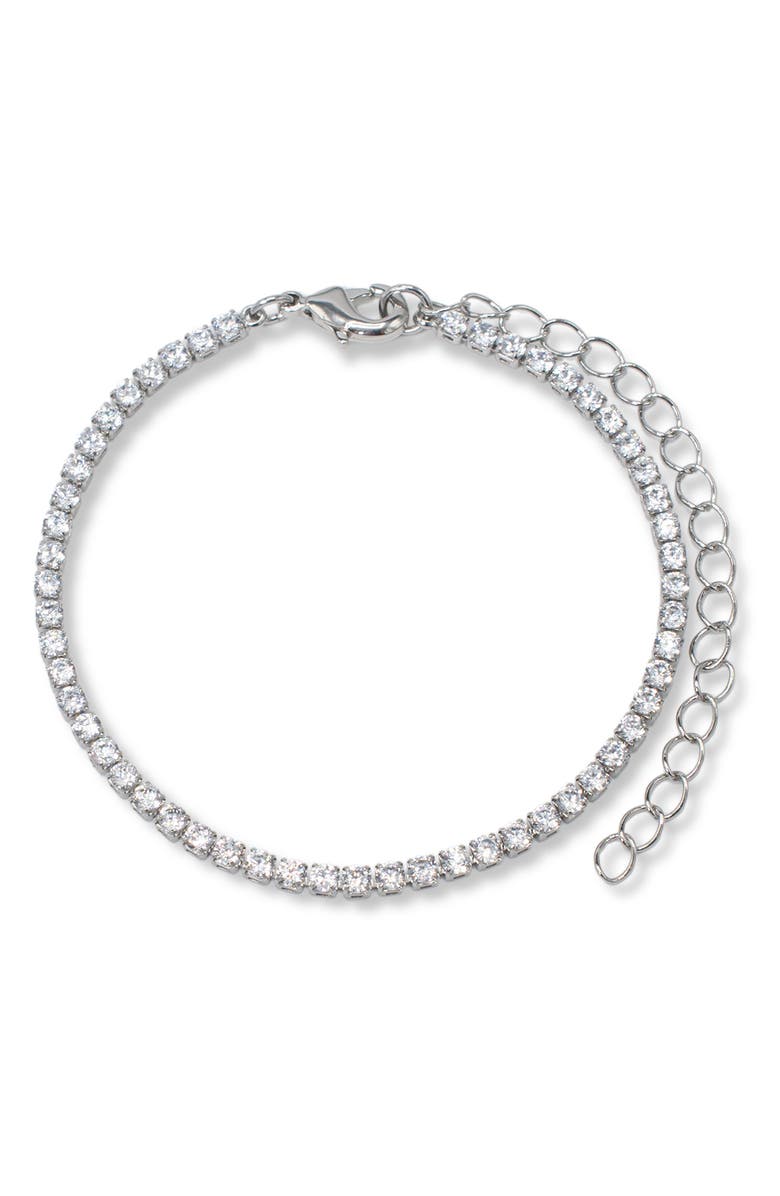 CZ by Kenneth Jay Lane Round Cubic Zirconia Tennis Bracelet, Main, color, Silver