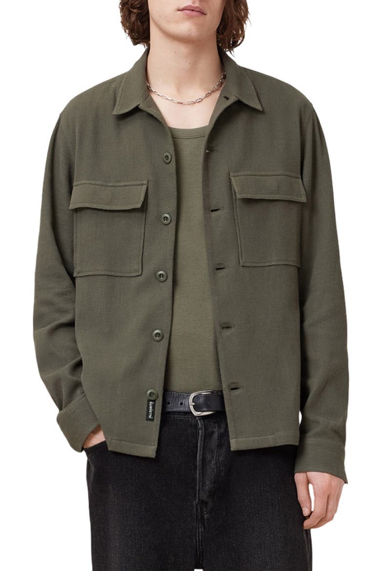 Viscar Long Sleeve Button-Up Shirt, Main, color, KHAKI GREEN