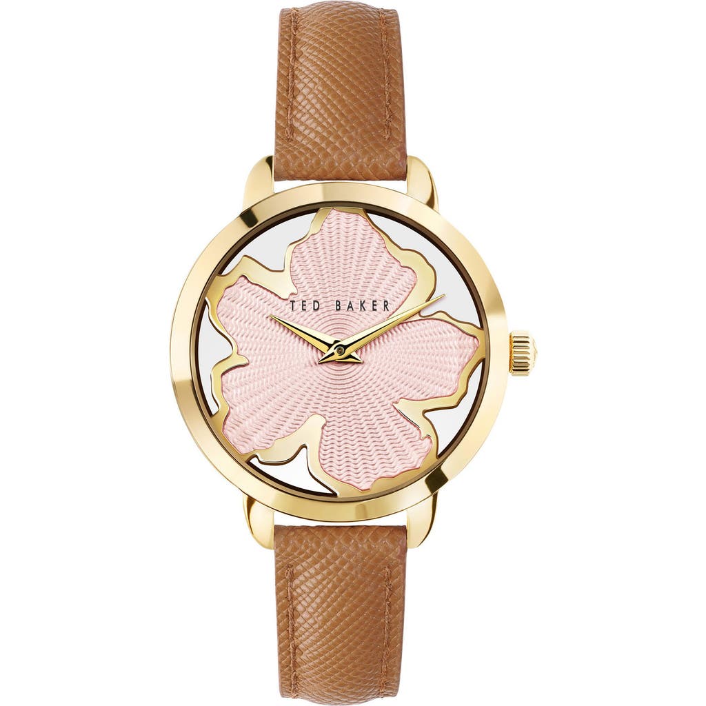 Ted Baker Lilabel Leather Strap Watch, 36mm In Brown