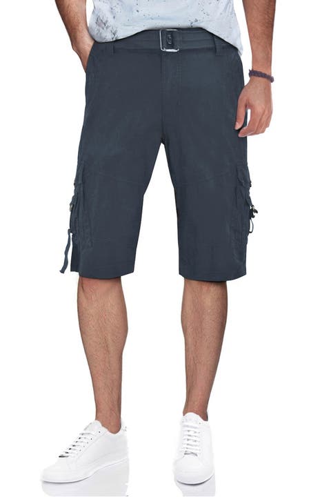 Belted Snap Button Cargo Shorts