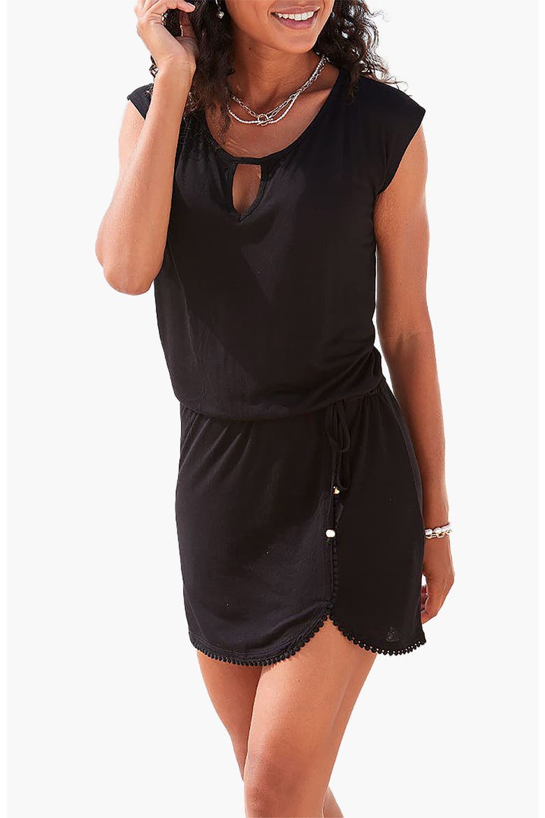 Crochet Hem Dress, Main, color, Black