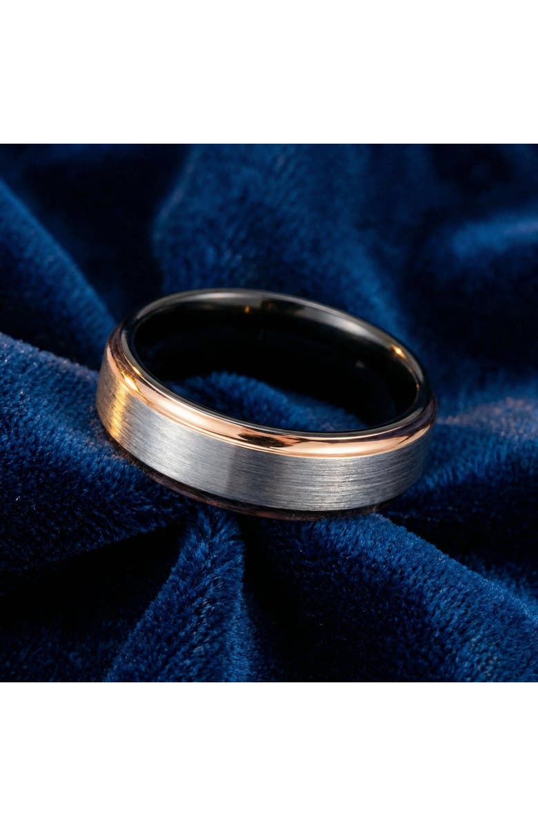 Bliss Diamond Men's Brushed Black Tungsten & Gold Plated Two Tone 6mm Ring Wedding Band, Alternate, color, Tungsten