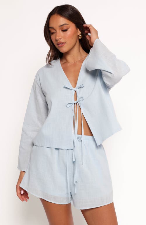 Petal And Pup Petal & Pup Flynn Cotton Tie Front Top & Drawstring Shorts Set In Blue