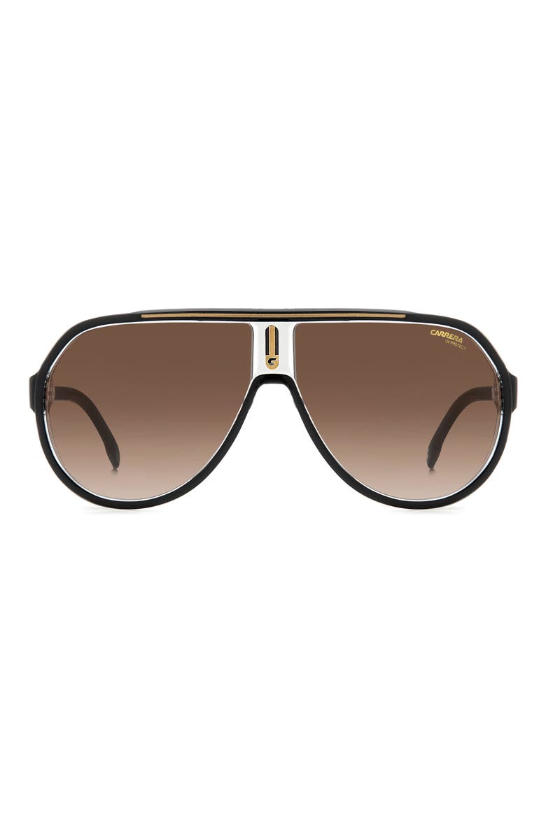 64mm Oversize Gradient Aviator Sunglasses, Main, color, BLACK GOLD/ BROWN