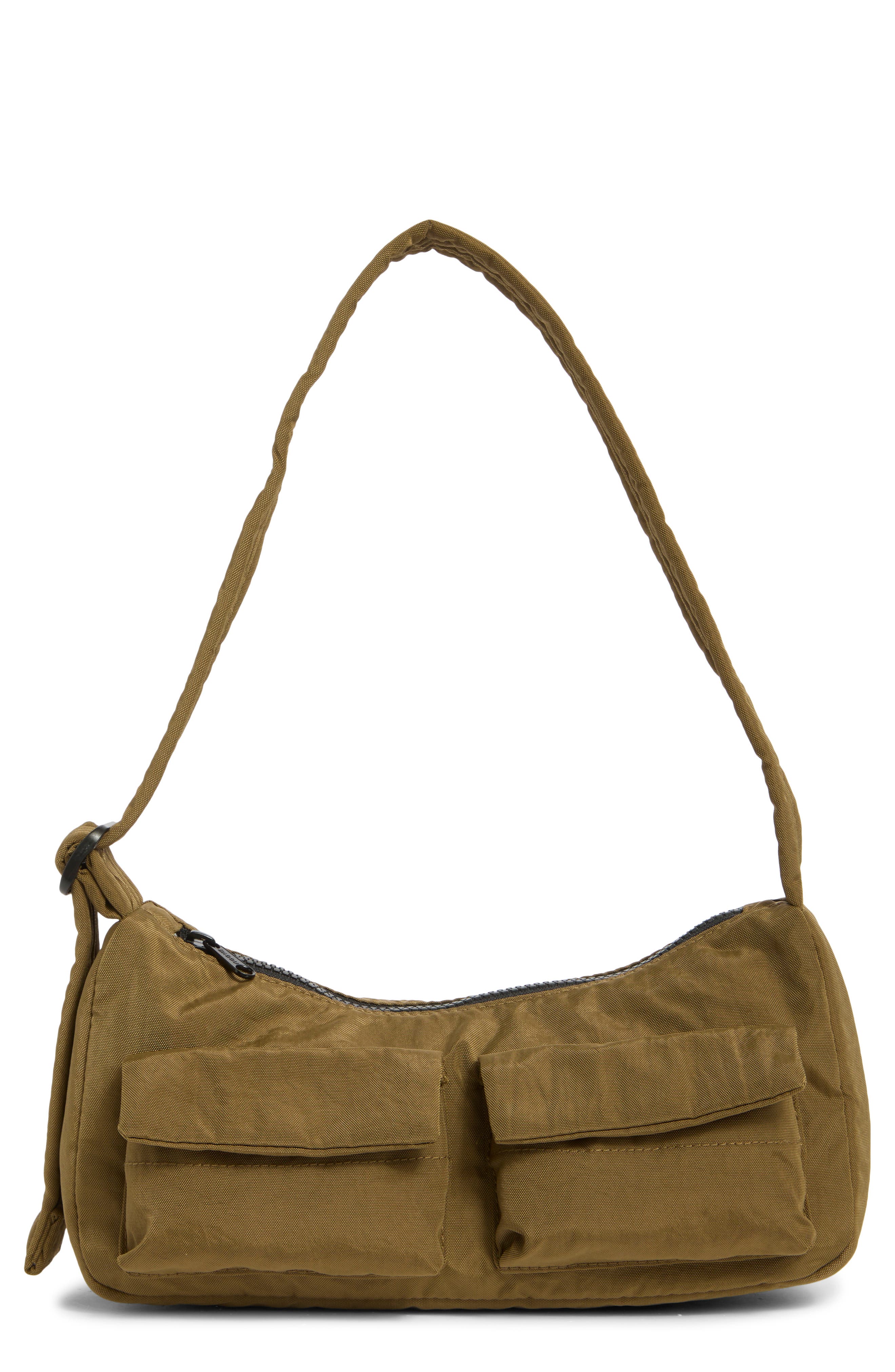 Baggu Cargo Recycled Nylon Shoulder Bag, Main, color, Seaweed