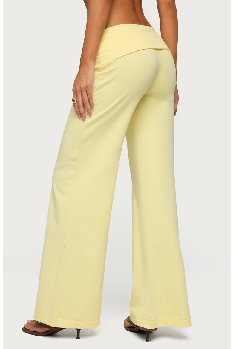 Wide Leg Foldover Pants, Alternate, color, YELLOW