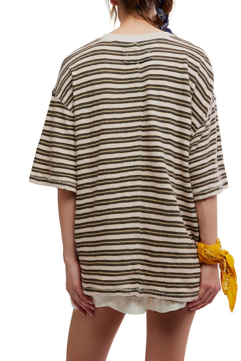 Allover Stripe Cotton T-Shirt, Alternate, color, TEA COMBO