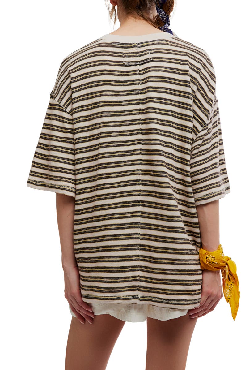 Free People Allover Stripe Cotton T-Shirt, Alternate, color, Tea Combo